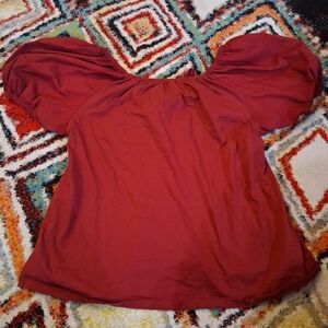 a new day Women's Burgundy Puff Sleeve Blouse